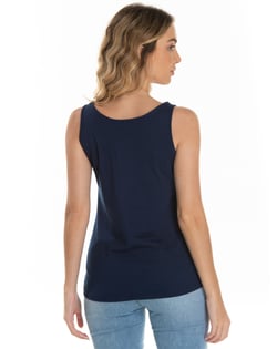 Regata Feminina de Algodão Premium Azul Marinho