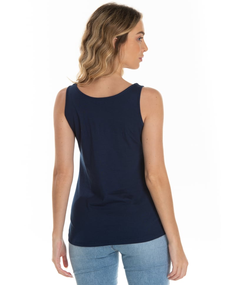 Regata Feminina de Algodão Premium Azul Marinho