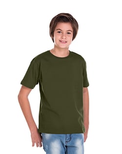 Camiseta Juvenil de Algodão Penteado Verde Musgo