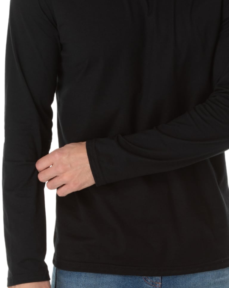 Camiseta Manga Longa de Algodão Premium Preta