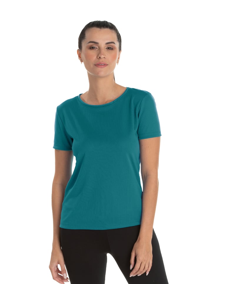 Camiseta Feminina Dry Fit Verde Imperial Proteção UV 30+