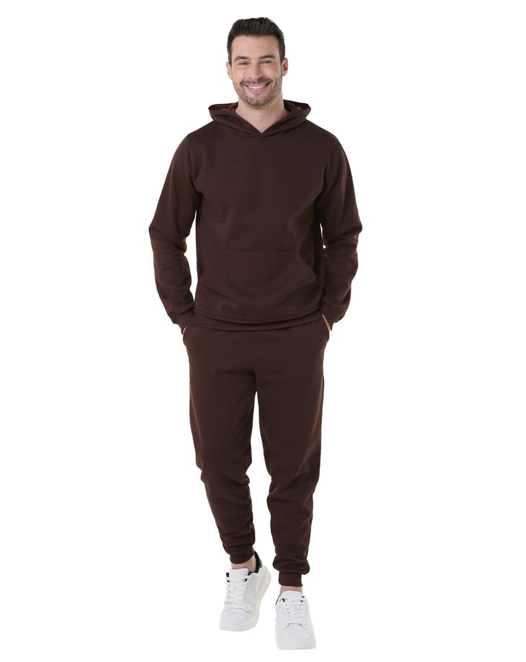 Conjunto Moletom Masculino com Capuz Marrom 08
