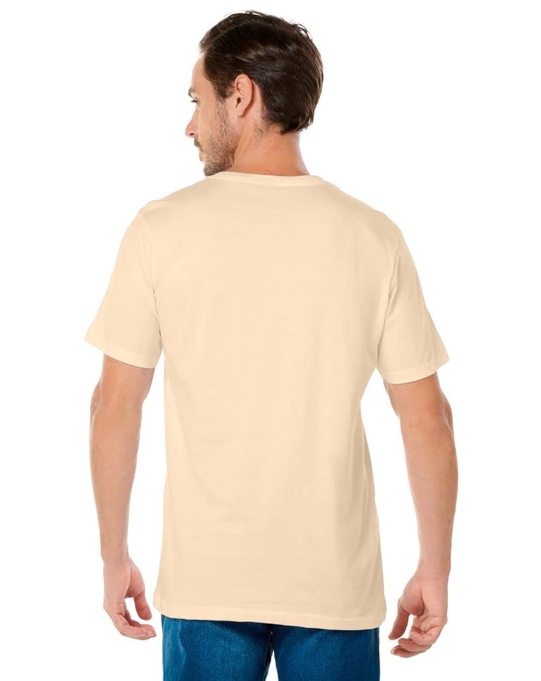 Camiseta Gola V de Algodão Premium Areia