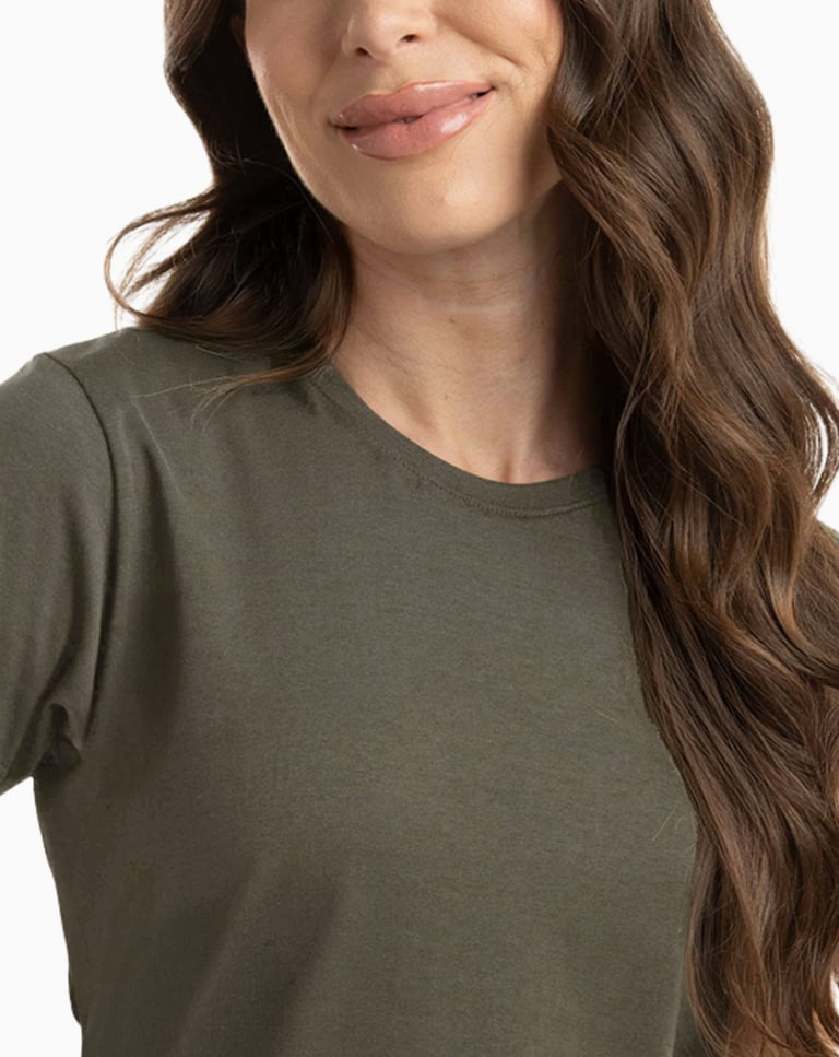 Camiseta de Algodão Egípcio Feminina Cinza Mineral