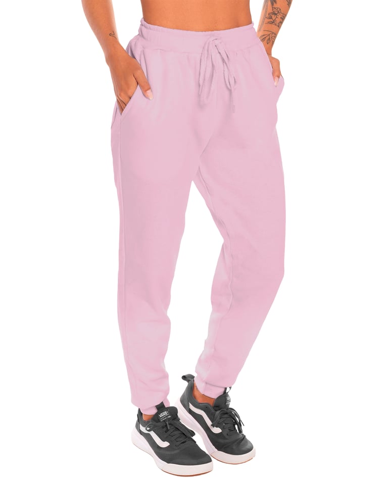 Calça Feminina de Moletom Rosa Claro