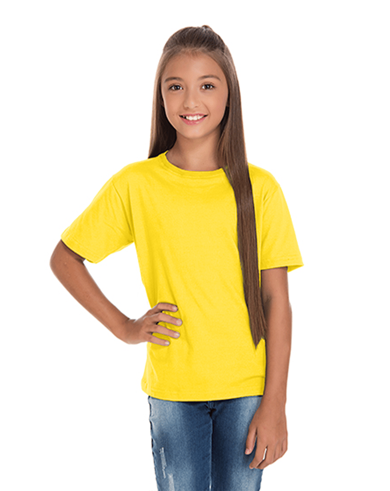 Camiseta Juvenil de Algodão Penteado Amarelo Canário