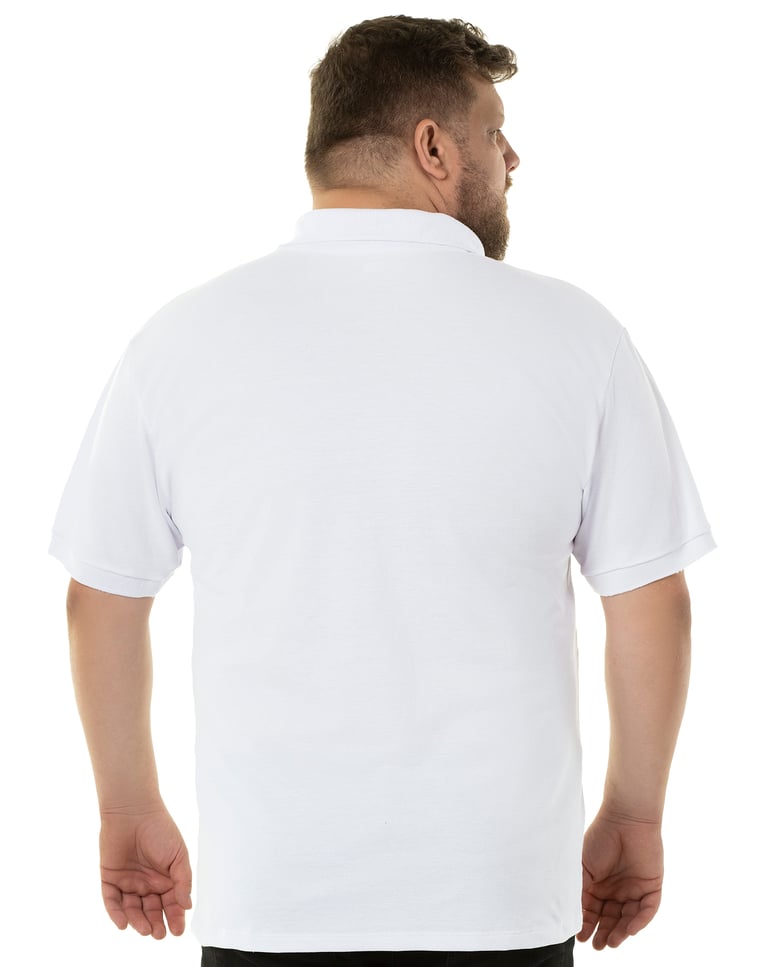 Camisa Polo Piquet Plus Size Masculina Branca