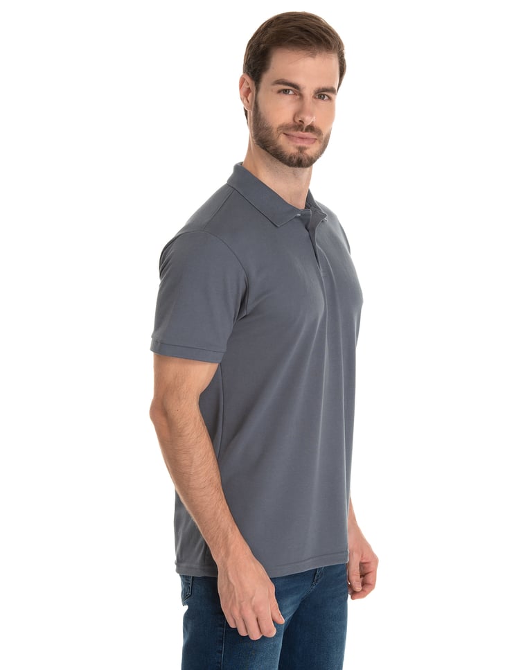 Camisa Polo Piquet Masculina Cinza Chumbo