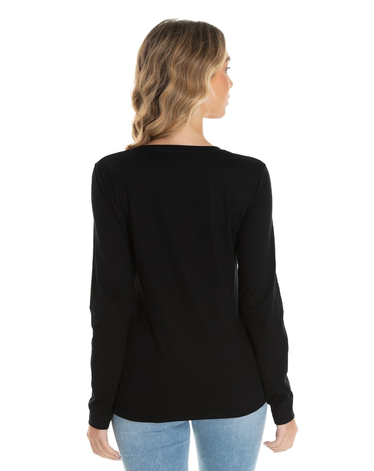 Camiseta Feminina Manga Longa de Algodão Premium Preta