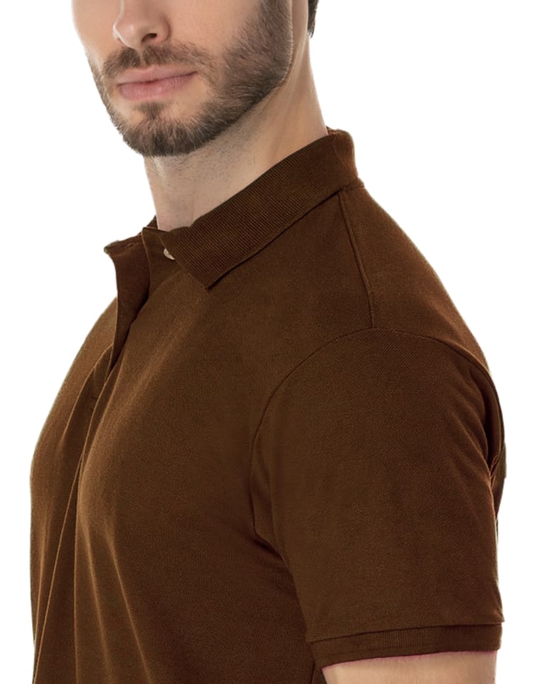 Camisa Polo Piquet Masculina Marrom