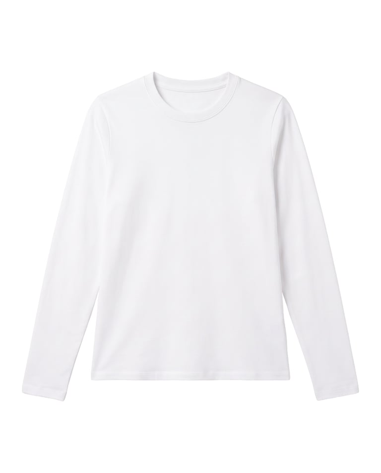 Camiseta Feminina Manga Longa de Algodão Premium Branca