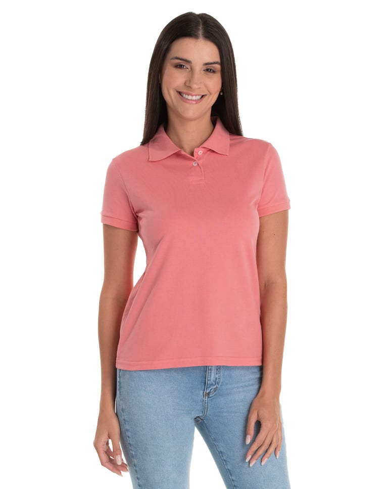 Camisa Polo Piquet Feminina Salmão