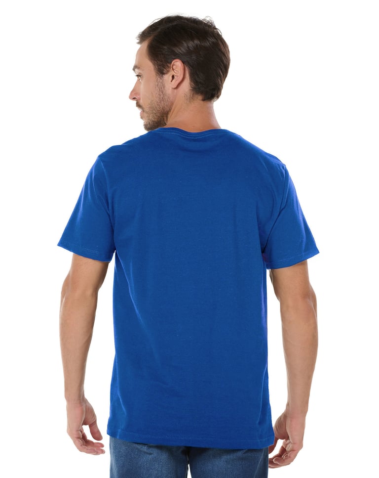 Camiseta Gola V de Algodão Premium Azul Royal