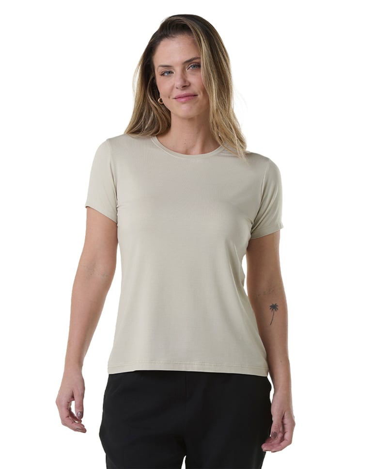 Camiseta Tech Modal Feminina Areia