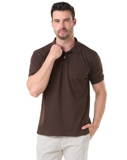 Camisa Polo Piquet Masculina Marrom