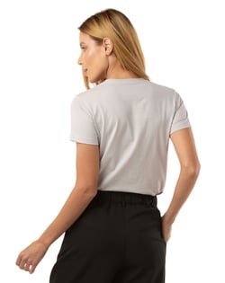 Camiseta de Algodão Egípcio Feminina Cinza Gelo