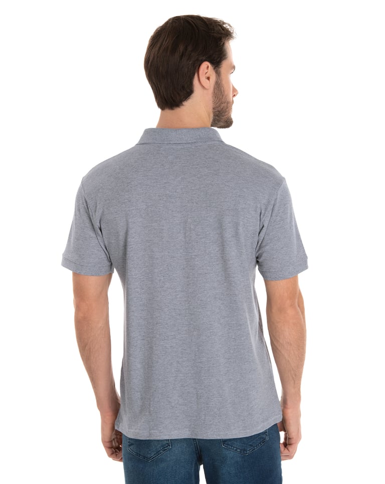 Camisa Polo Piquet Masculina Cinza Mescla