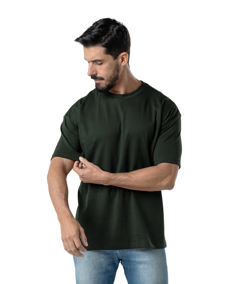 Camiseta Oversized Masculina Verde Militar