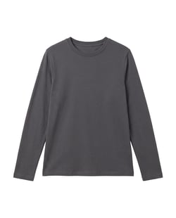 Camiseta Feminina Manga Longa de Algodão Premium Cinza Chumbo