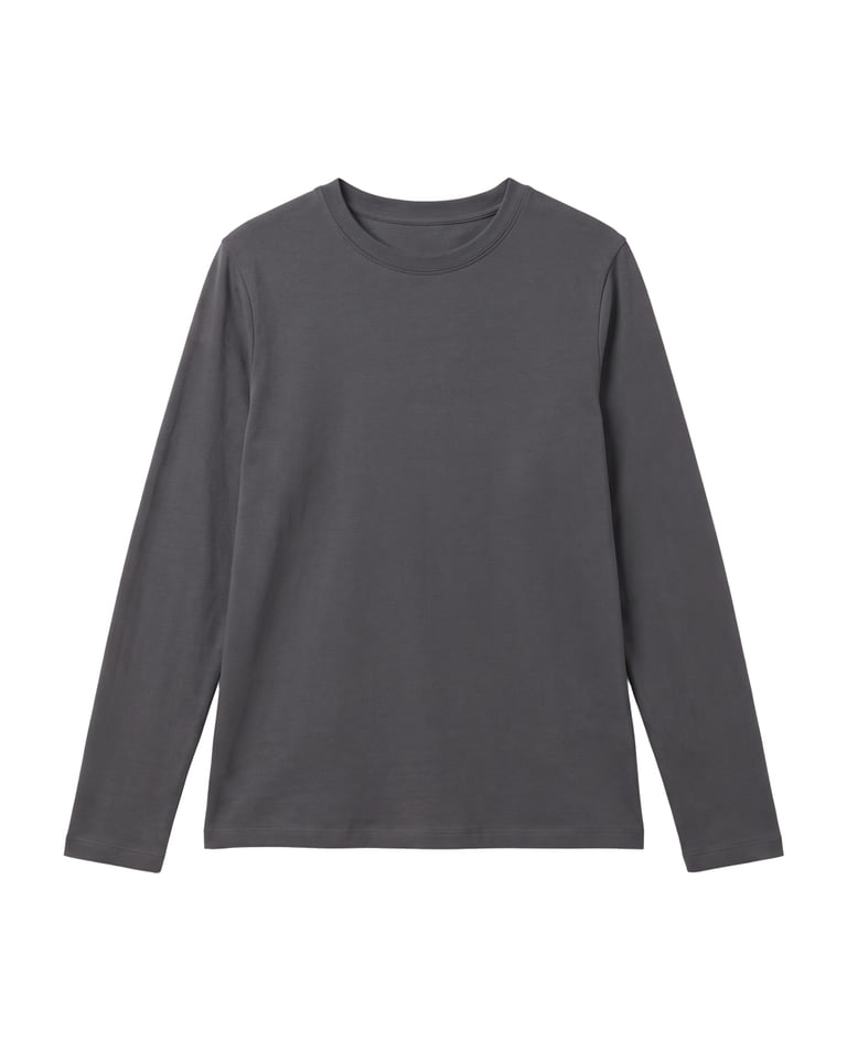 Camiseta Feminina Manga Longa de Algodão Premium Cinza Chumbo