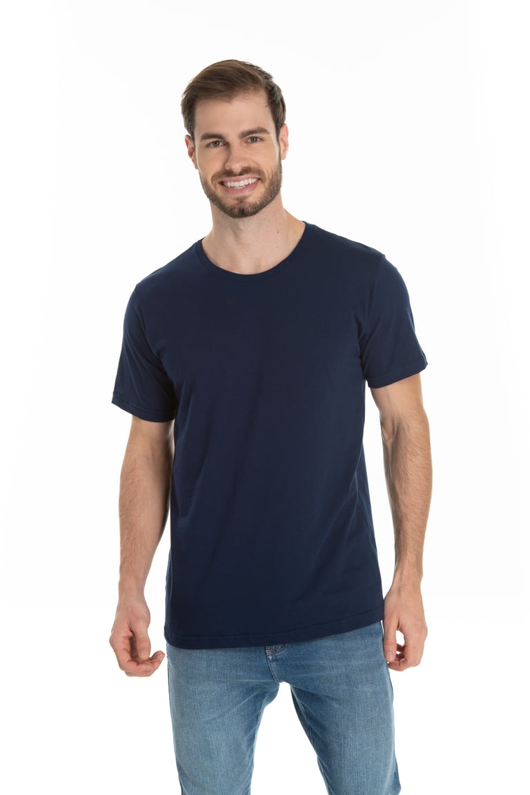 KIT 5 Camisetas de Algodão Premium Azul Marinho