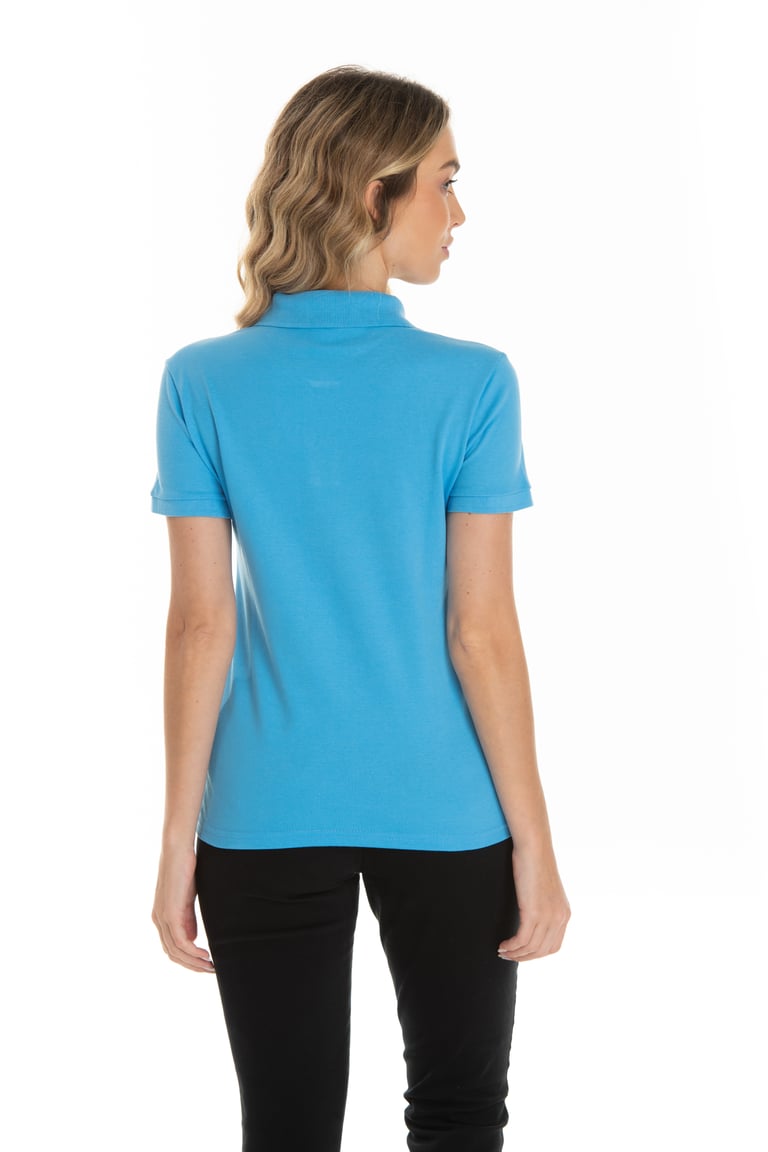 KIT 5 Camisas Polo Piquet Feminina Azul Clara