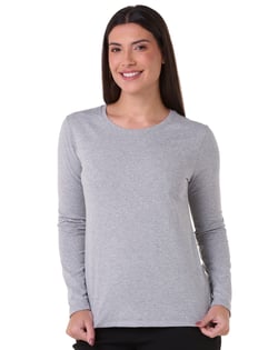 Kit 3 Camisetas Femininas Manga Longa de Algodão Penteado 03