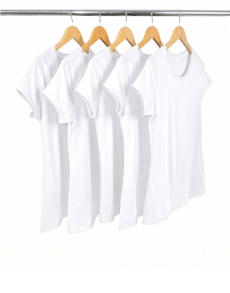 KIT 5 Baby Look de Algodão Premium Brancas