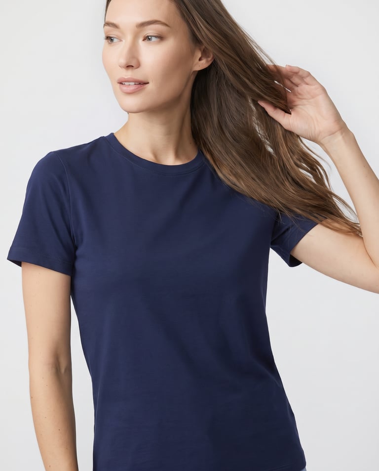 Baby Look de Algodão Premium Azul Marinho