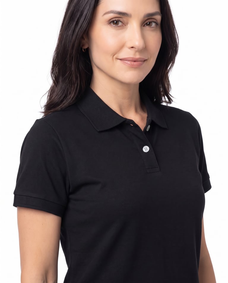 Camisa Polo Piquet Feminina Preta