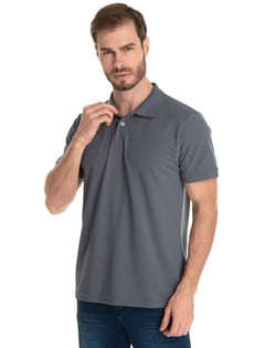 Camisa Polo Piquet Masculina Cinza Chumbo