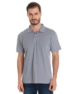 Camisa Polo Piquet Masculina Cinza Mescla