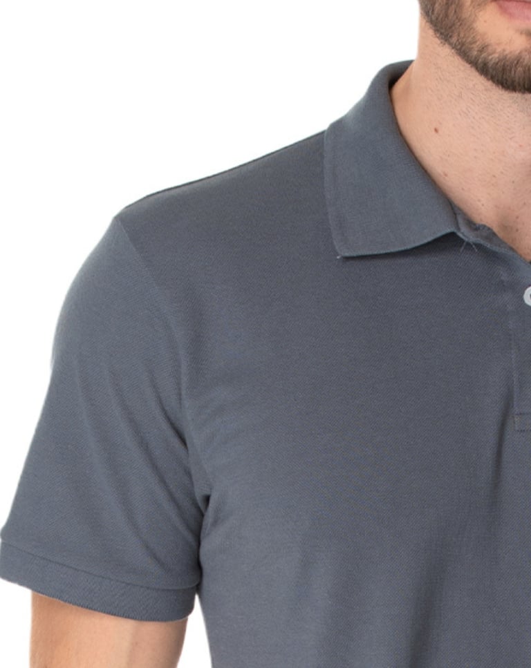 Camisa Polo Piquet Masculina Cinza Chumbo