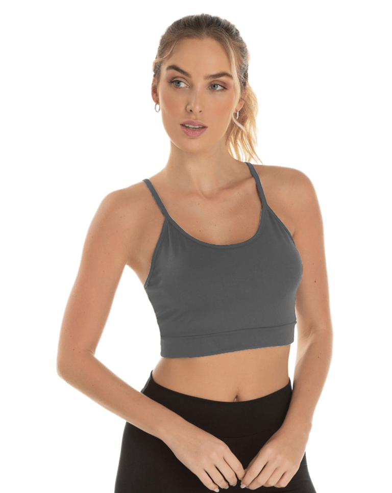 Top de Alcinha Fitness Feminino Cinza Chumbo