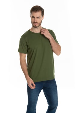 Camiseta de Algodão Premium Verde Militar