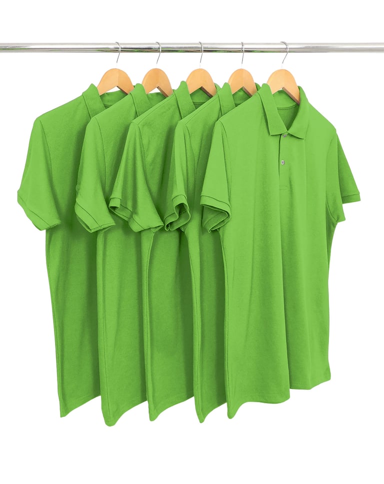 KIT 5 Camisas Polo Piquet Masculina Verde Limão