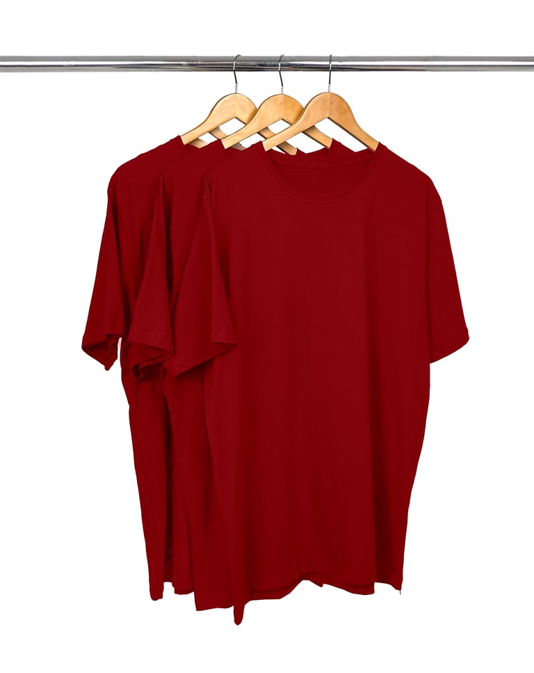 Kit 3 Camisetas Masculinas Plus Size De Algodão Bordô