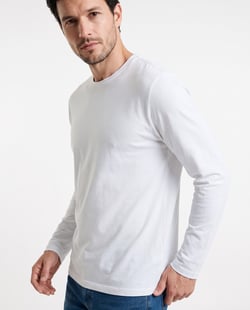 Camiseta Manga Longa de Algodão Premium Branca