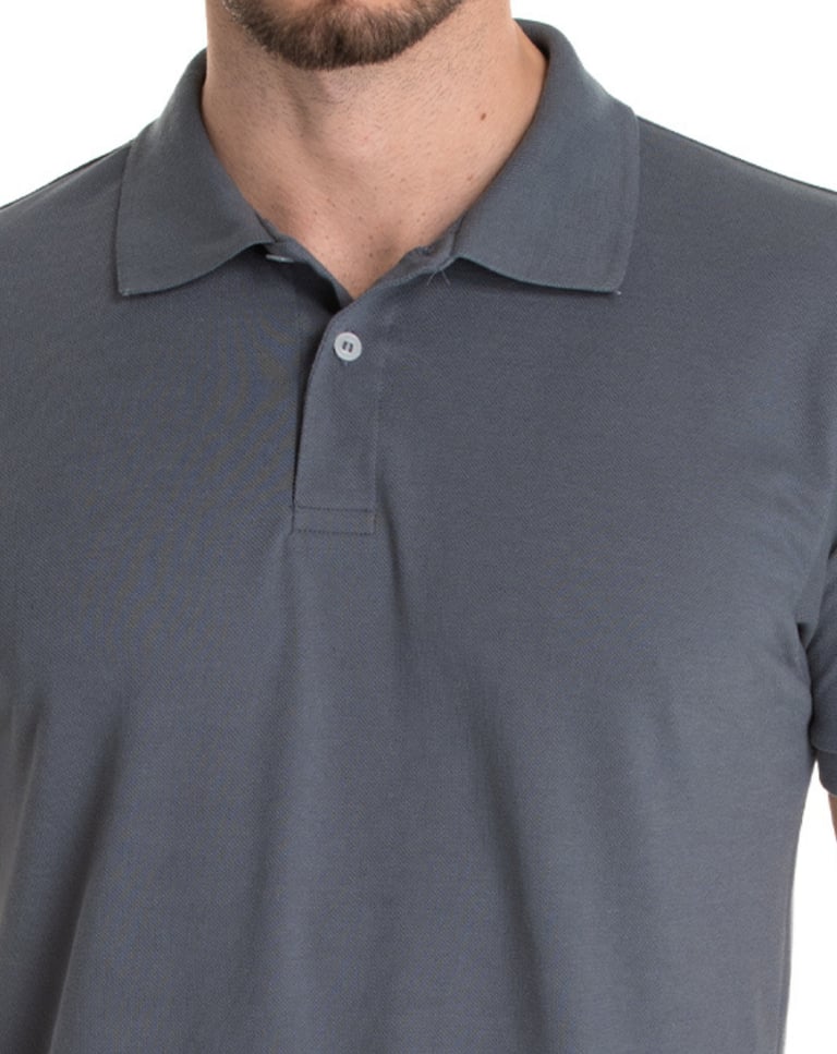 Camisa Polo Piquet Masculina Cinza Chumbo