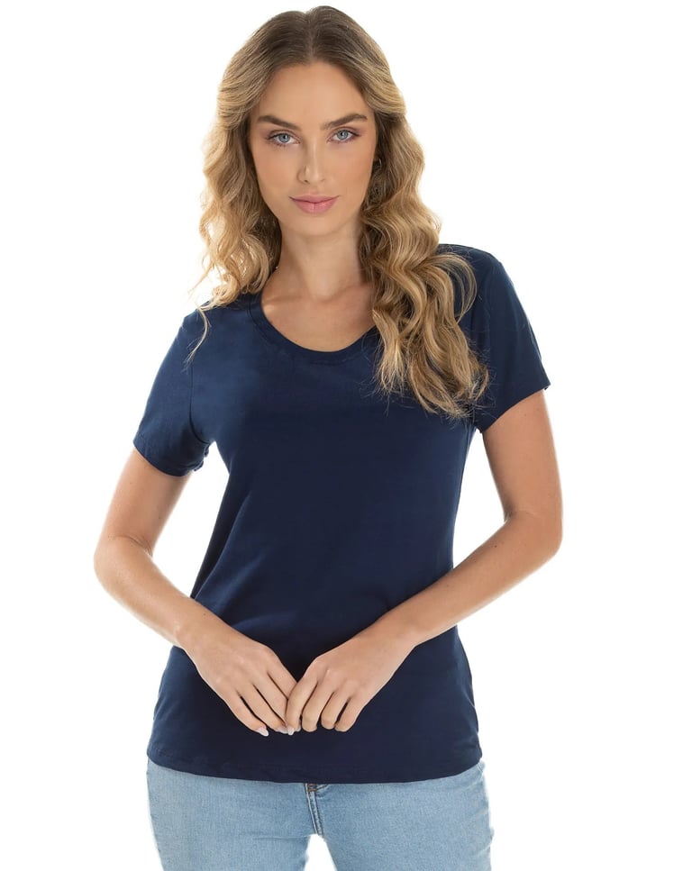 Baby Look de Algodão Premium Azul Marinho