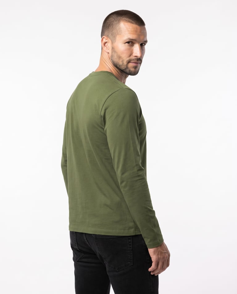 Camiseta Manga Longa de Algodão Premium Verde Militar