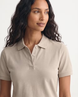 Camisa Polo Piquet Feminina Areia
