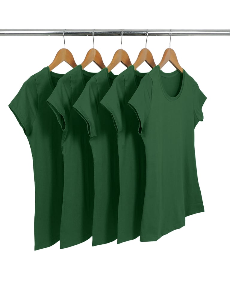 Kit 5 Baby Look PV / Malha Fria Verde Musgo