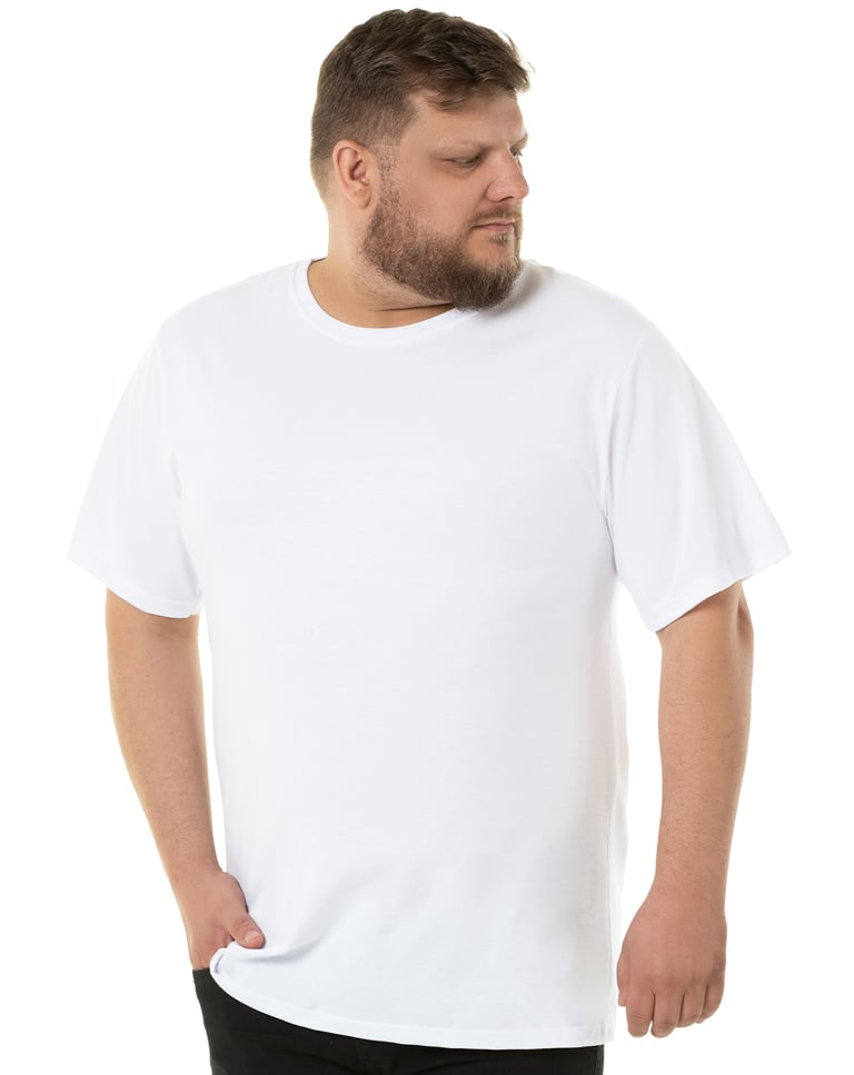 Camiseta Plus Size Masculina de algodão Branca