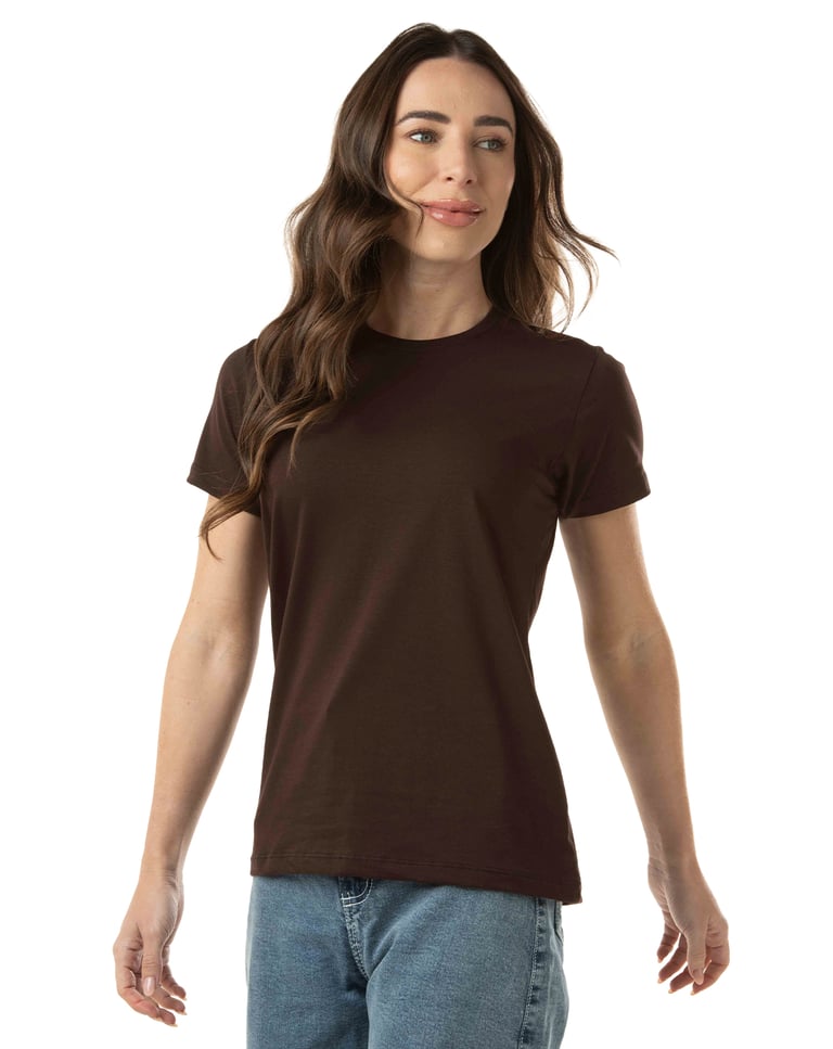 Camiseta de Algodão Egípcio Feminina Marrom Café