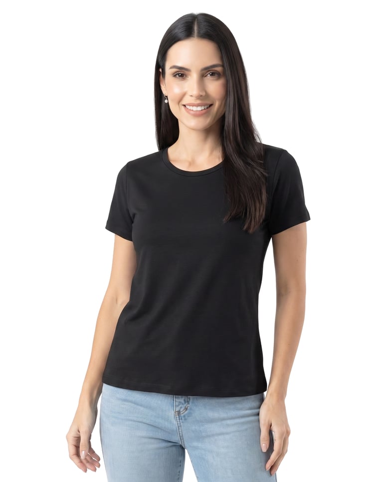 Baby Look de Algodão Premium Preta