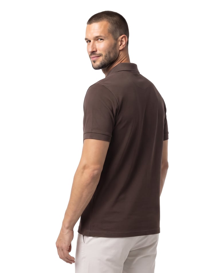 Camisa Polo Piquet Masculina Marrom