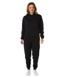 Conjunto Moletom Feminino com Capuz Preto 01