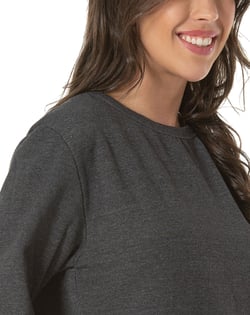 Blusão de Moletom Feminino Preto Mescla