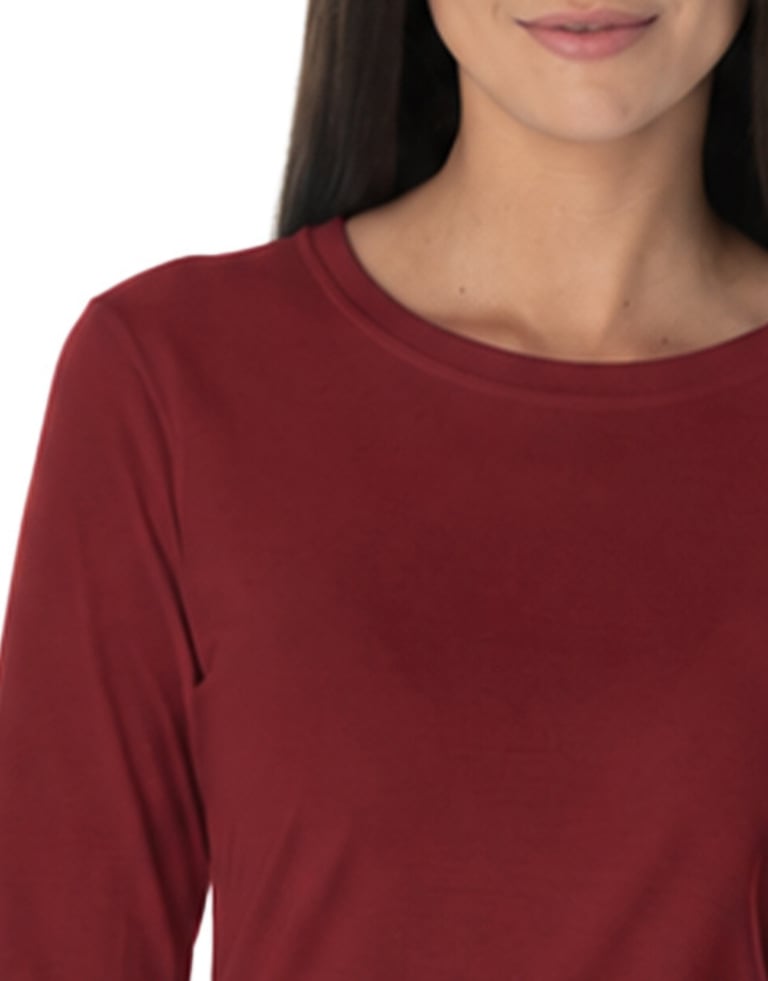 Camiseta Feminina Manga Longa de Algodão Premium Bordô